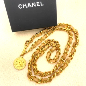Auth Chanel Medal Leather Coco Combination GD Chain Belt W/ Box SK010029 - Picture 1 of 12