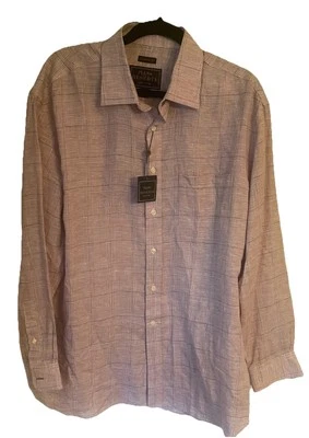 Jos A Bank Reserve Shirt Mens Large Plaid Traditional Fit Button Up Linen New - Image 1 of 4