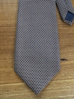 Corbata Luigi Valentino Marrón Azul Marino Poliéster Geométrico Hecha en Corea Foto 1 de 4