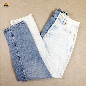 PACSUN Two Tone Straight Jeans Blue High Rise Denim Pockets Women's Size 23 - Picture 1 of 10