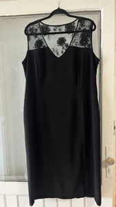 Elegantes Abend Damen Kleid Gr.52-54 Schwarz mit Spitze und Perle - Bild 1 von 20
