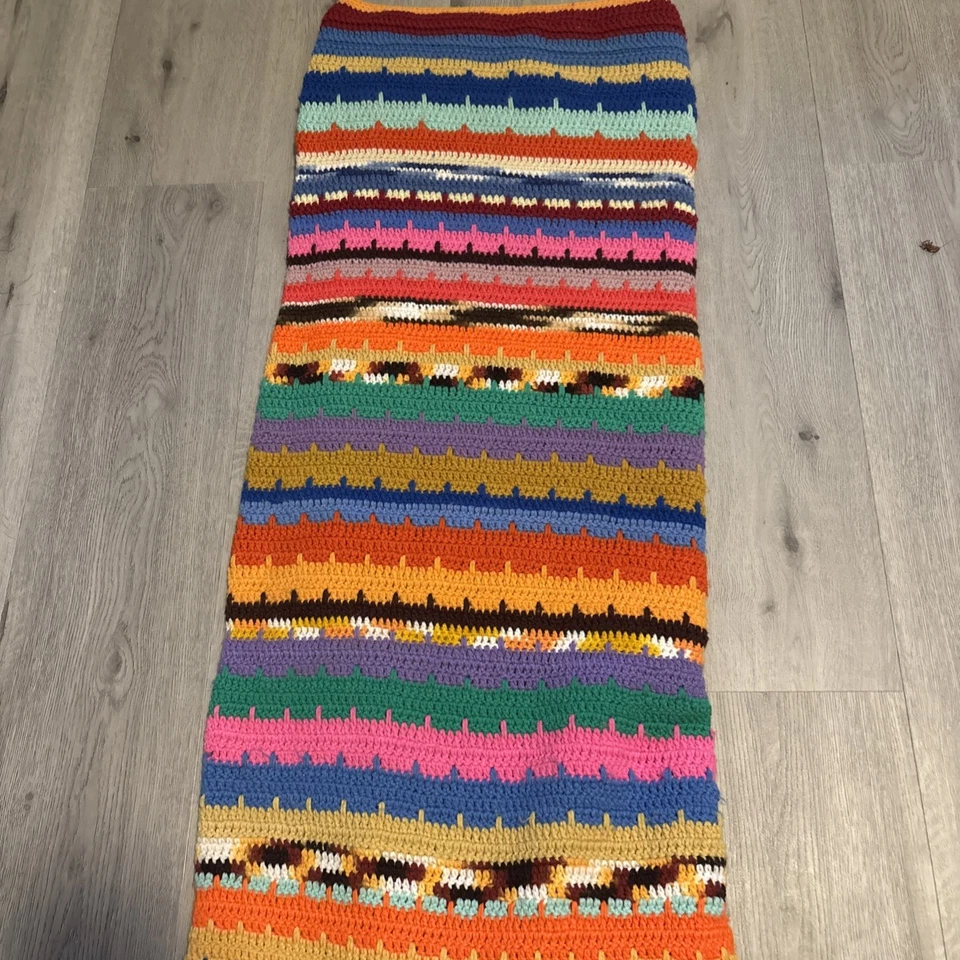 Manta de sofá tejida a ganchillo colores arco iris afgano Foto 1 de 2