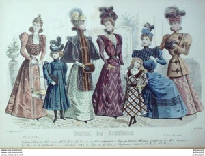 Gravure Mode J.Demoiselles 1896 # 5153 (aquarelle Old Fashion plate) - Picture 1 of 1