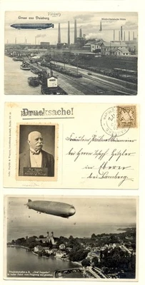 GERMANY- AVIATION-3 x VINTAGE PPC ZEPPELIN- -F/VF - Image 1 of 2
