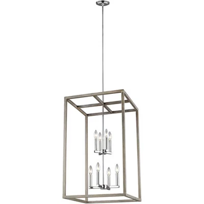 Colgante vestíbulo de ocho luces de pino lavado de la colección Moffet Street Foto 1 de 2