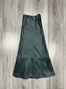 Monzón Verde Oscuro Asimétrica Longitud Media Imitación Cuero Falda Mujer’s UK 14 - Imagen 1 de 11