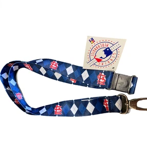 St Louis Cardinals Blue Argyle Pattern Reversible Lanyard Keychain w/Clip New - Picture 1 of 3