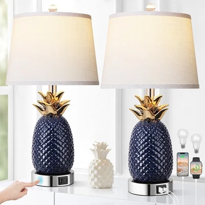 22" Pineapple Table Lamps Set 3 Way Dimmable Ceramic Table Lamp for Living Room - Image 1 of 4