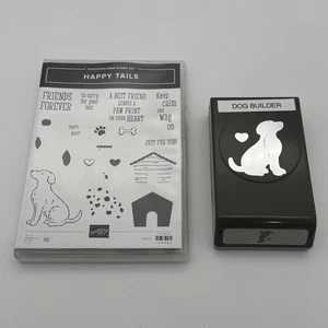 Stampin Up HAPPY TAILS Stempelset und HUNDEBAUER Stanze Haustierverlust Haus Pfotenabdruck - Bild 1 von 8