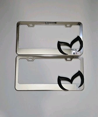 Marco de matrícula plateado de 2 piezas para Mazda 3D negro deportivo metal logotipo Evil 'M' Foto 1 de 3