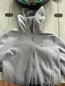 Boy's Lacoste Sport Gray Zip Up Fleece Hoodie Sz.16 - Picture 1 of 5