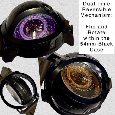 54 毫米双面 PERSPOLIS 紫色和金色 | 2 瑞士 SW200 Autos RITMO MUNDO 手表 — 第 1/4 张图片