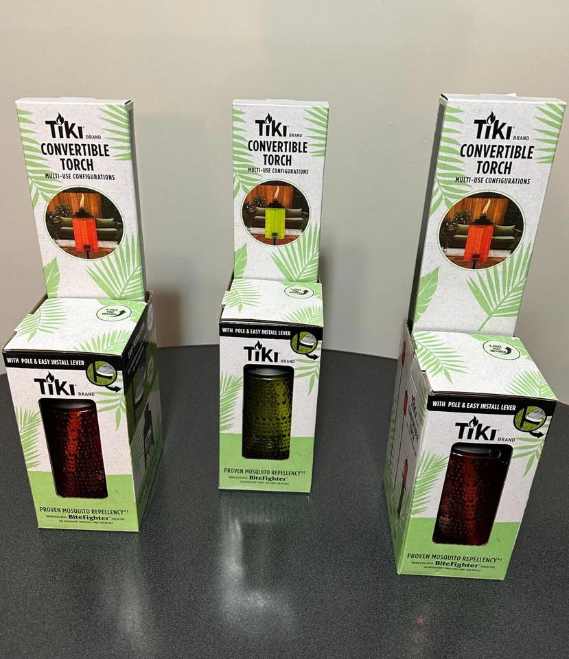 Pack of 3 New TIKI Brand Convertible Torch, 68” Full Size, 54" Garden, 8” Table - Image 1 of 4