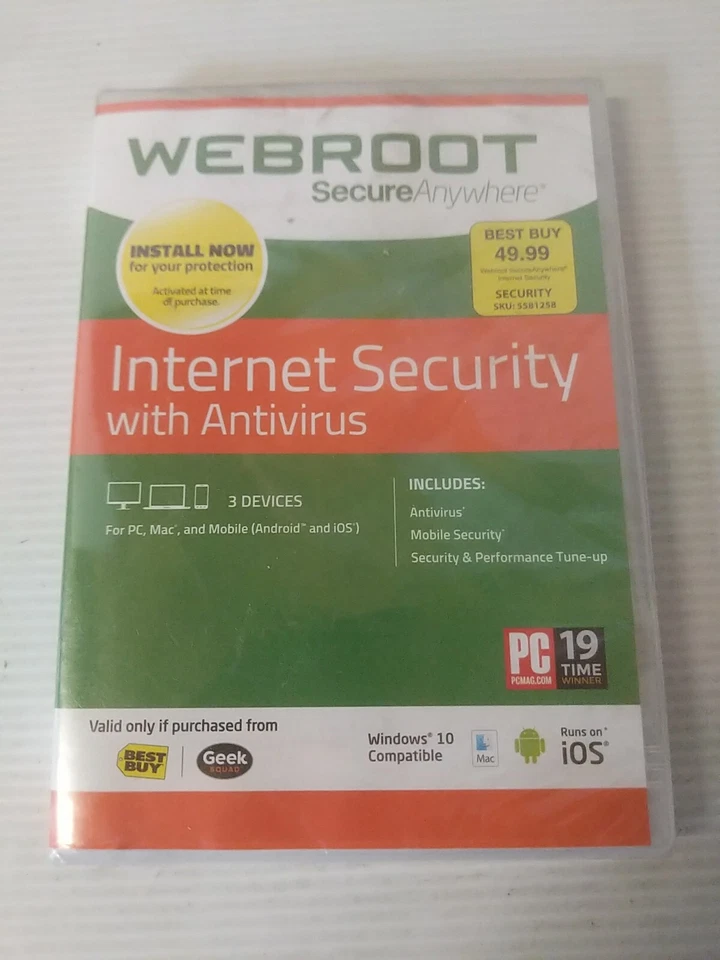 WEBROOT Secure Anywhere Internet Security - Antivirus 3 Devices NEW ~ #175e - Image 1 of 2