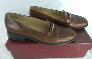 Etienne Aigner Womens Casual / Work Shoes 7 M Block Heel Brown Leather Lafayette - Picture 1 of 11