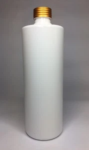 500ml PET Kunststoff weiß zylindrische Flaschen + gold gerillter Schraubverschluss JEDE MENGE - Bild 1 von 1