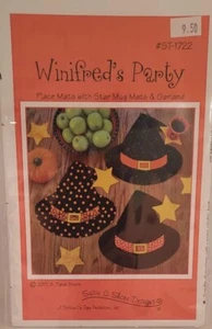 Tischsets "Winifred's Party" mit Stern Bechermatten & Girlande Muster Hexen Hüte - Bild 1 von 2
