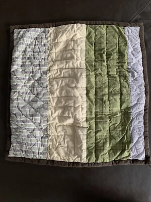 Almohada POTTERY BARN KIDS Verde Marrón Beige Rayas Euro CUADRADA SHAM 26x26 Foto 1 de 4