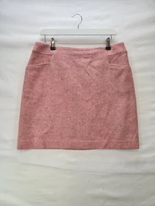 Joules Mini Skirt Size 14 Pink Short Tweed Wool Blend Mini Lined Pockets Preppy - Picture 1 of 10