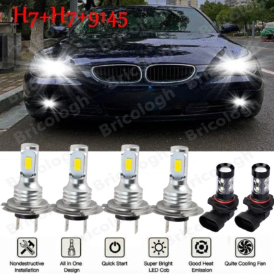 For BMW 525i 530i 2004 2005 2006 2007 Combo LED Headlight Fog Light Bulbs White - Image 1 of 4