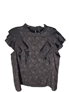 Top para mujer talla grande 2XL negro floral jacquard victoriano bruja gótico emo - Imagen 1 de 9