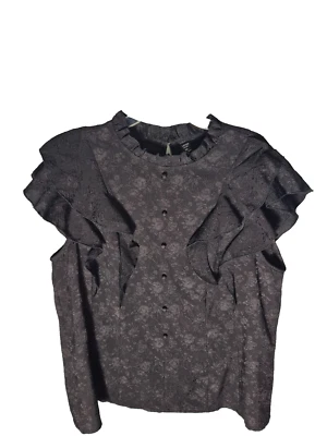 Top para mujer talla grande 2XL negro floral jacquard victoriano bruja gótico emo Foto 1 de 4