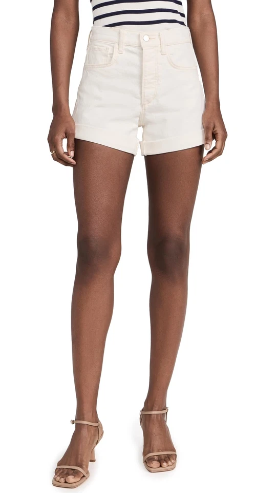 Shorts Alex Feminino Joe's Jeans com Bainha Enrolada, Leite, Branco, Off White Tamanho 25 - Imagem 1 de 4