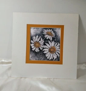 Druck Gänseblümchen Blume Bleistiftzeichnung von Dan Lee Michigan 2018 mattiert 11 x 11 Zoll - Bild 1 von 7