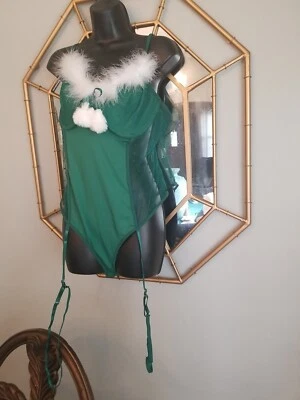 Peluche Avid Love Emer de malla verde punto suizo blanco imitación piel busto pompón nuevo con etiquetas 2X Foto 1 de 4