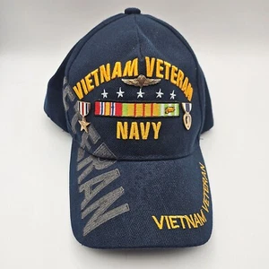 Vietnam Veteran Navy Blue Hat Veteran on side with Pins see pics - Picture 1 of 9