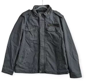 LEVIS Mens Cotton Gray Canvas Lined Military Zipper Snap Jacket Large XL NWT - Picture 1 of 17