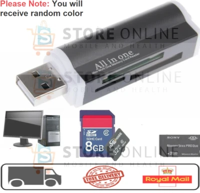 USB Memory Card Reader Adapter All In One for Micro SD MMC SDHC TF M2 MS Duo - Image 1 of 2