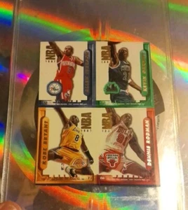 1997 CROWN PRO NBA KOBE BRYANT ALLEN IVERSON ROOKIE RC STICKER SHEET LAKERS NBA - Picture 1 of 2