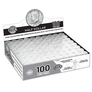 Half-Dollar (50 Cent) Size Coin Tubes (100 Count) - Official Whitman - Picture 1 of 2