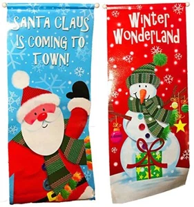 Vlies-Laminatbanner zum Thema Weihnachten: Weihnachtsmann & Schneemann (2 Banner) - Bild 1 von 3