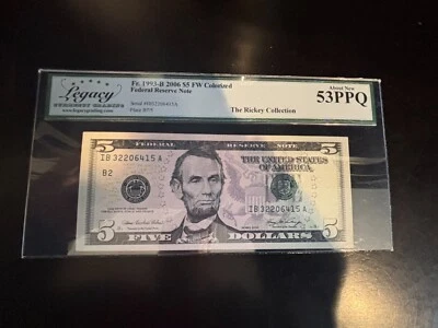 DBR 2006 $5 FRN New York Fr. 1993-B Legacy 53 PPQ Serial IB32206415A - Image 1 of 2