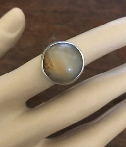 Estate Find, Hand Crafted, Signed B, Sterling Silver Agate Ring - Picture 1 of 12