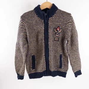 Mayoral Knit Striped Zip Long Sleeve Sweater Black Brown Kids Winter Cozy Sz 5 - Picture 1 of 11