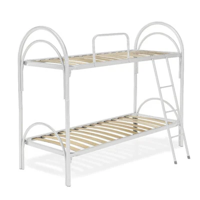 Letto a castello con telaio in acciaio, salvaspazio e scomponibile 80x190 bianco - Immagine 1 di 2