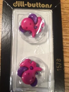 DILL BUTTONS | Brand NOS | Pink Elephants #1578 3/4" 20mm | 2 Pack - Picture 1 of 4