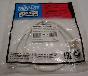 Tripp Lite Heavy Duty Computer Power Cord 15A 14AWG C14 to C15 White 3' 3ft - Picture 1 of 4