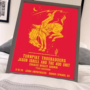 ¡¡Nuevo!! Póster de la gira Turnpike Troubadours Bonner Springs, Kansas 16 de agosto de 2024 - Imagen 1 de 8