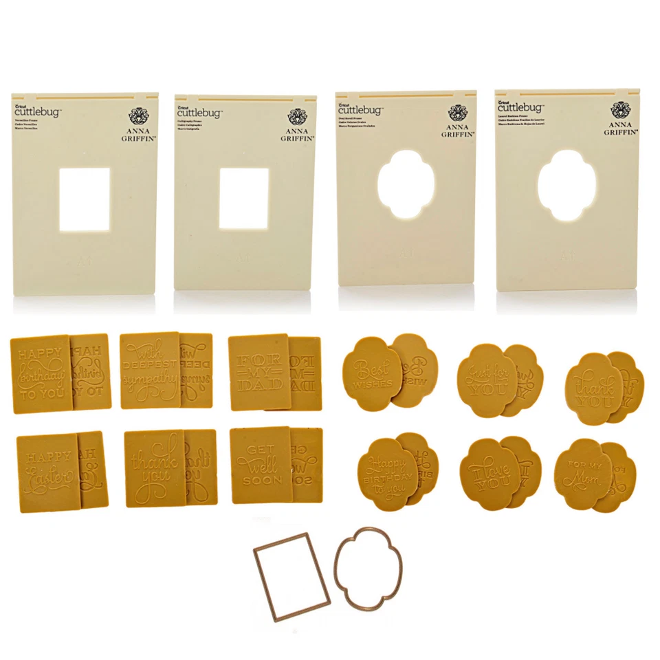 ANNA GRIFFIN MIX & MATCH CUTTLEBUG EMBOSSING FRAME FOLDERS, SENTIMENTS & DIES - Image 1 of 4
