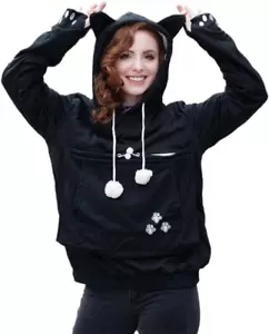 Unisex Hoodies Pet Holder Cat Dog Large Pouch Carriers Pullover with Cat Printin - Picture 1 of 12