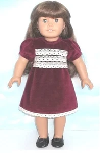 Wine Velvet Lace Dress for American Girl 18" Doll Clothes FREESHIP ADDONS! LovvU - Picture 1 of 2