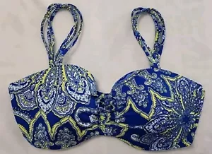 Top bikini Lands End 34DD & 36D blu verde bianco imbottito ferretto 3 cinghie - Foto 1 di 13