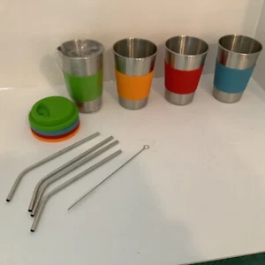4 Pack Stainless Steel Kids Cups with Straws and Lids, 16oz Drinking Cup for Kid - Picture 1 of 5
