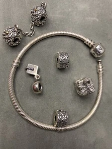 Pandora Bracelet & Charms Sterling Graduation Gift Safety Chain Silver Tested - Picture 1 of 21