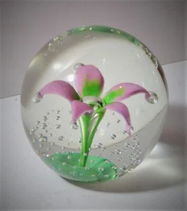 Glass Bubble Flower Art Paperweight 3” - 1.8 Lbs. - Picture 1 of 6
