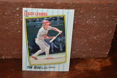 BASEBALL ST. LOUIS CARDINALS TOM HERR WALGREENS CARD FLEER 87 LEAGUE LEADERS - Image 1 of 2